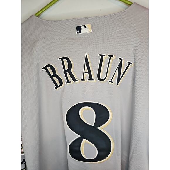 NWT Ryan Braun #8 Milwaukee Brewers Jersey Authentic Majestic Size 56 3XL - Picture 8 of 9